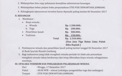 Pengumuman Wisuda Sarjana Tahun 2017