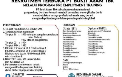 Rekrutmen Terbuka PT. Bukit Asam TBK