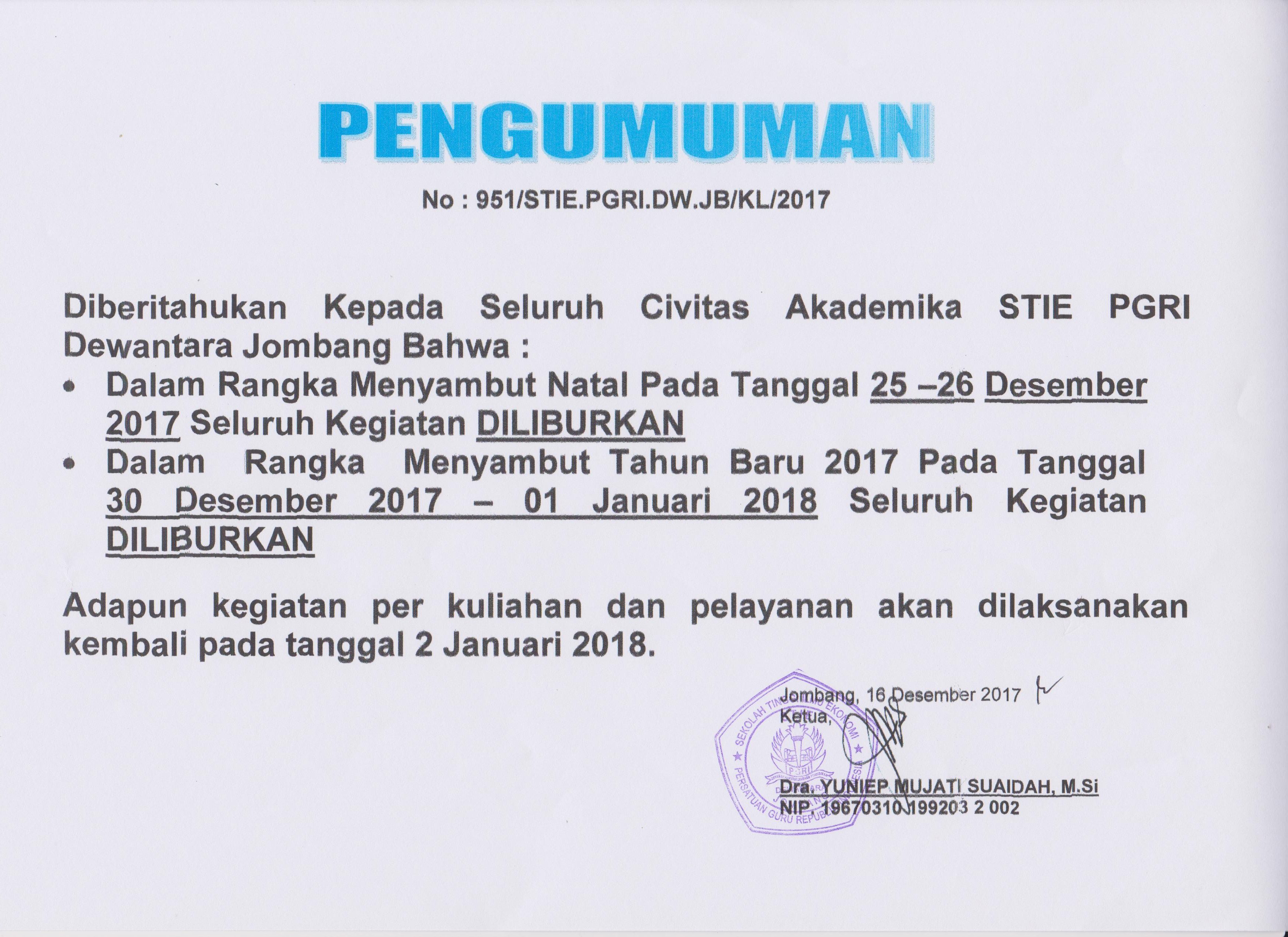 LIBUR NATAL DAN TAHUN BARU 2018