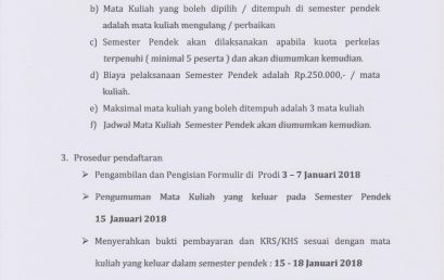 PENGUMUMAN SEMESTER PENDEK