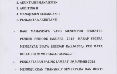 Pengumuman Matakuliah Semester Pendek