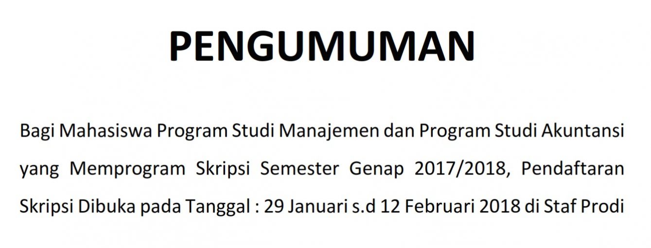 PENGUMUMAN PENDAFTARAN SKRIPSI SEMESTER GENAP 2017-2018