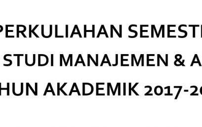 Jadwal Perkuliahan Semester Genap 2017-2018