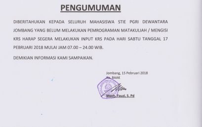 PENGUMUMAN PEMROGRAMAN MATAKULIAH