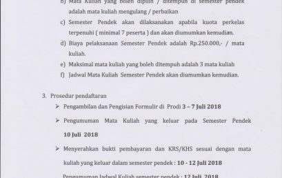 PENGUMUMAN SEMESTER PENDEK