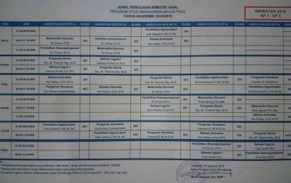Jadwal Perkuliahan Semester Gasal 2018-2019