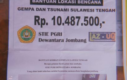 ORMAWA DAN UKM STIE PGRI DEWANTARA JOMBANG GALANG DANA  UNTUK KORBAN GEMPA PALU-DONGGALA