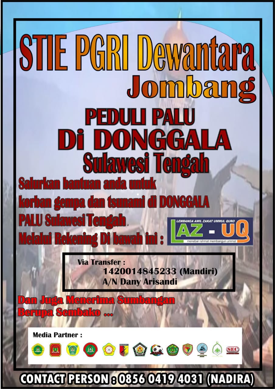 STIE PGRI DEWANTARA JOMBANG PEDULI PALU DI DONGGALA SULAWESI TENGAH