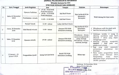 JADWAL PELAKSANAAN & INFORMASI WISUDA SARJANA KE-XVI