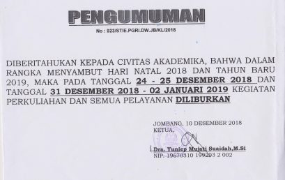 PENGUMUMAN LIBUR NATAL DAN TAHUN BARU 2019