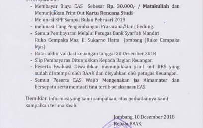PENGUMUMAN EAS TA 2018-2019