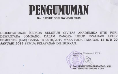 LIBUR PELAYANAN TAHUN 2019