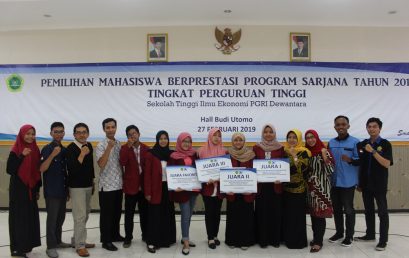 PEMILIHAN MAHASISWA BERPRESTASI PROGRAM SARJANA TAHUN 2019 TINGKAT PERGURUAN TINGGI SUKSES DIGELAR DI  SEKOLAH TINGGI ILMU EKONOMI PGRI DEWANTARA