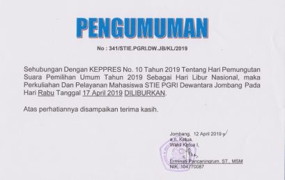 Pengumuman Libur 17 April 2019