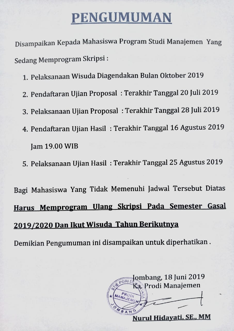 PENGUMUMAN MAHASISWA