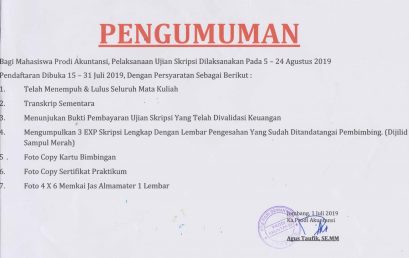 PENGUMUMAN UJIAN SKRIPSI AKUNTANSI