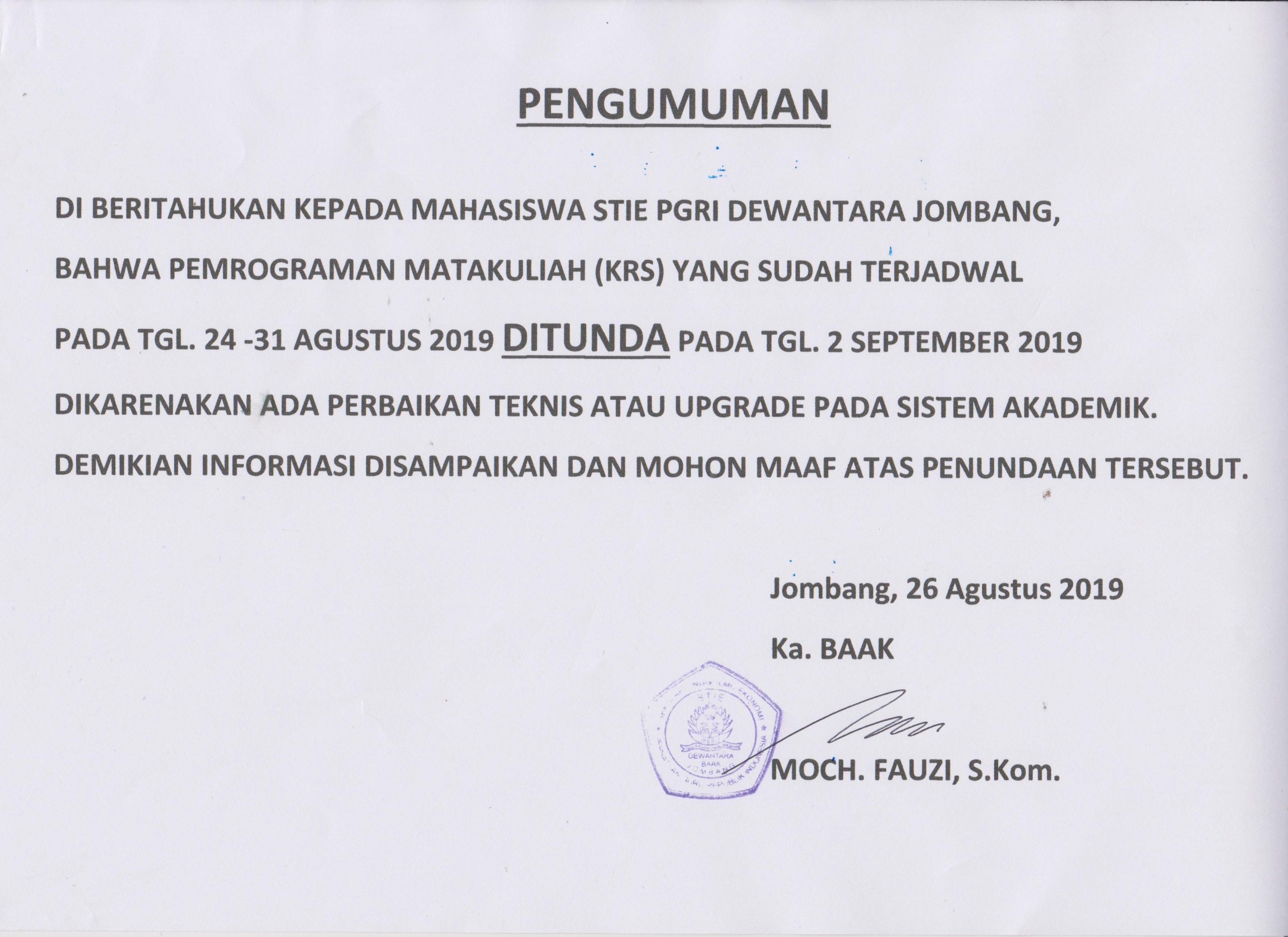 PENGUMUMAN PEMROGRAMAN