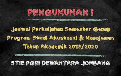 PENGUMUMAN JADWAL MATAKULIAH SEMESTER GENAP TA 2019/2020