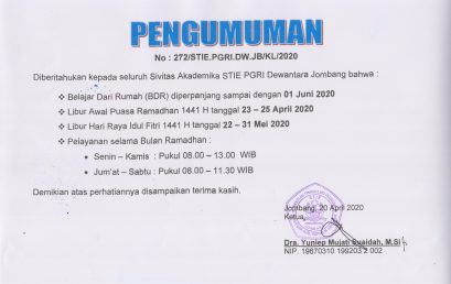 PENGUMUMAN PELAYANAN SELAMA BULAN RAMADHAN DAN LIBUR IDUL FITRI 1441 H