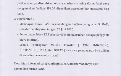 PENGUMUMAN EAS SEMESTER GENAP TAHUN AKADEMIK 2019/2020