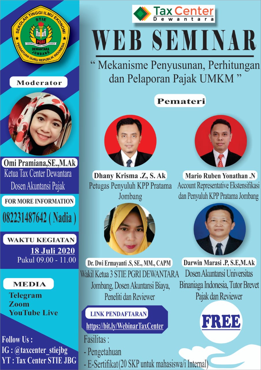 WEB SEMINAR MEKANISME PENYUSUNAN,PERHITUNGAN DAN PELAPORAN PAJAK UMKM WEB SEMINAR MEKANISME PENYUSUNAN,PERHITUNGAN DAN PELAPORAN PAJAK UMKM