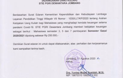 Surat Edaran Tentang Keringanan Uang Kuliah Selama Pandemi Covid-19