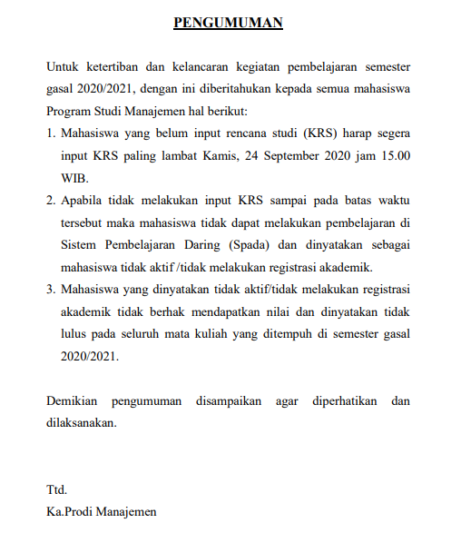 Pengumuman Akademik