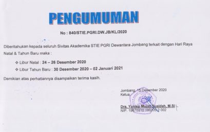 PENGUMUMAN LIBUR NATAL DAN TAHUN BARU 2021