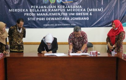 PENANDATANGANAN  PERJANJIAN KERJASAMA MERDEKA BELAJAR KAMPUS MERDEKA (MBKM)  ANTARA STIE PGRI DEWANTARA JOMBANG DENGAN FAKULTAS EKONOMI DAN BISNIS UNIVERSITAS MUHAMMADIYAH GRESIK BERJALAN LANCAR