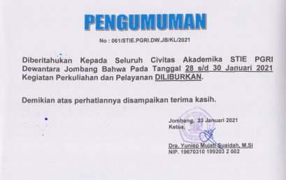 Pengumuman Libur Perkuliahan dan Pelayanan