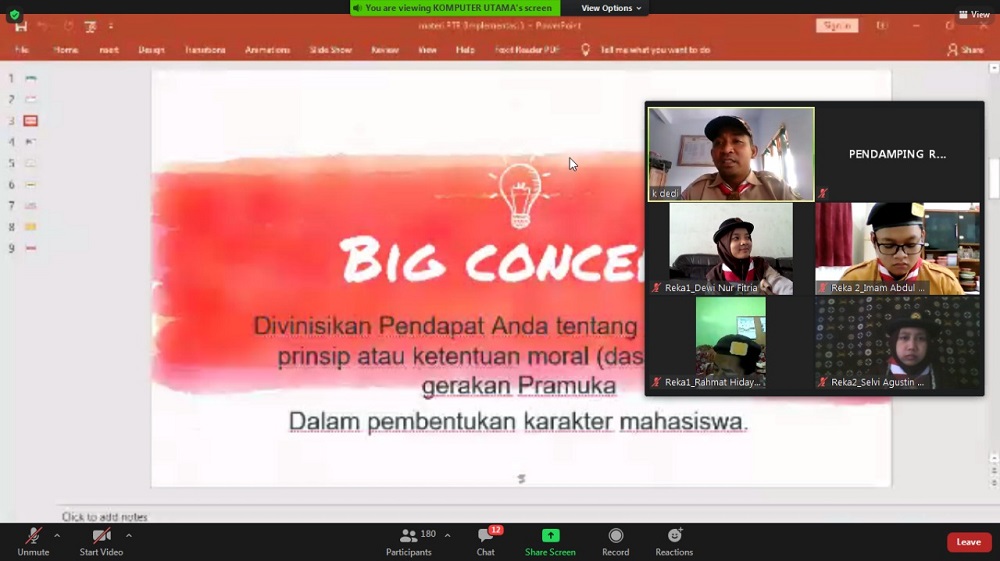 UKM PRAMUKA STIE PGRI DEWANTARA JOMBANG SUKSES ADAKAN  PENERIMAAN TAMU RACANA SECARA VIRTUAL