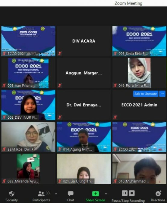 HIMAJE STIE PGRI DEWANTARA JOMBANG SUKSES GELAR  ESSAY ECONOMIC COMPETITION (ECC0) TAHUN 2021 SECARA ONLINE